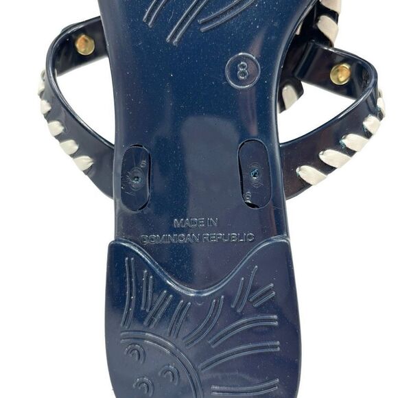 Jack Rogers Striped Georgica Jelly Sandals Midnight/White Size 8 - Picture 8 of 8